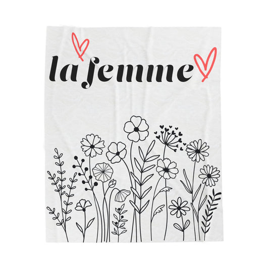 Floral La Femme Velveteen Plush Blanket - Cozy Home Decor
