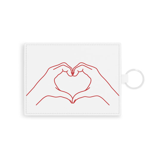Stylish Saffiano Leather Card Holder - Heart Hands Design