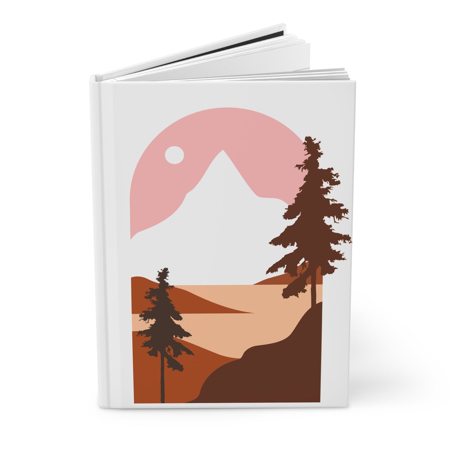 Nature-Inspired Hardcover Journal with Mountain and Floral Designs