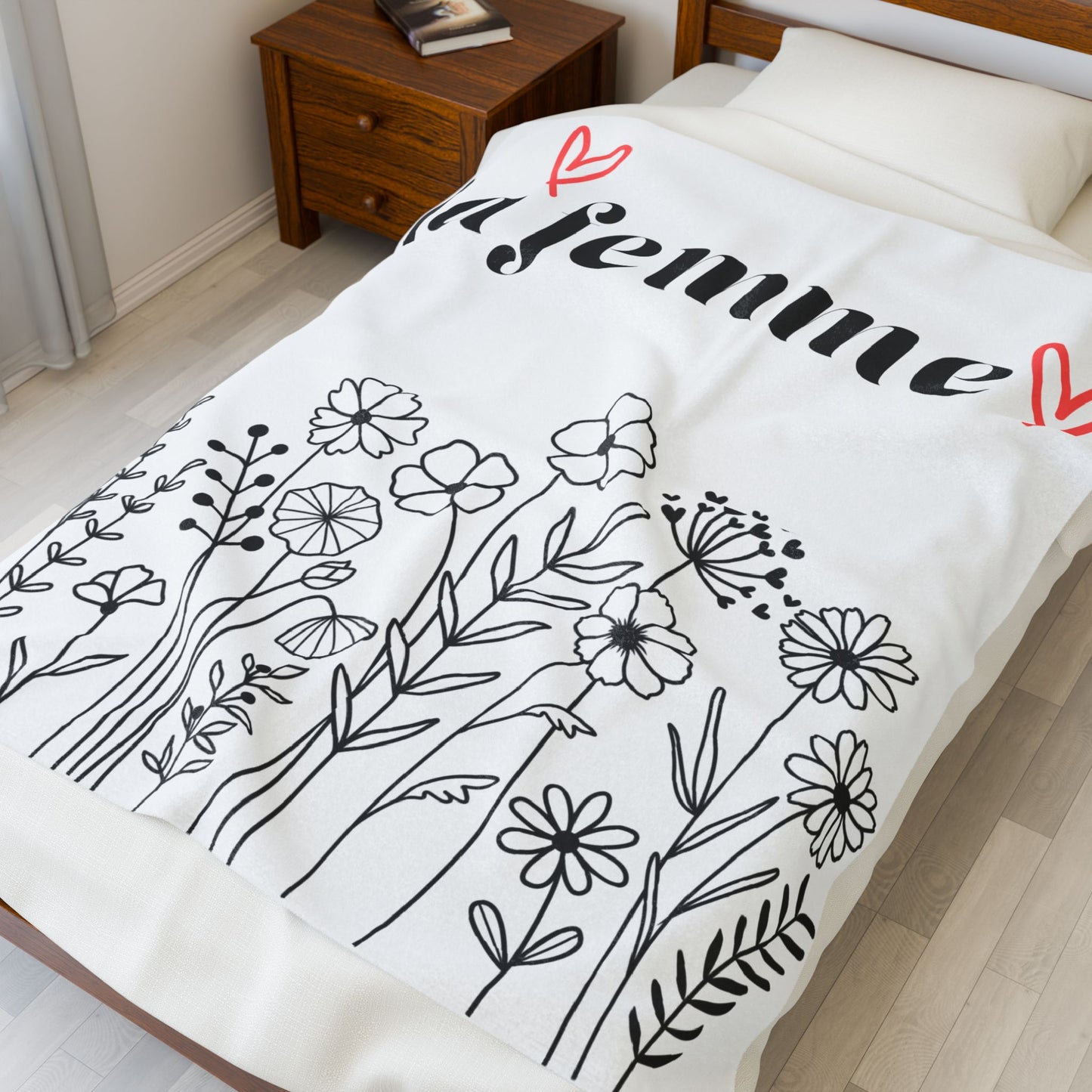 Floral La Femme Velveteen Plush Blanket - Cozy Home Decor