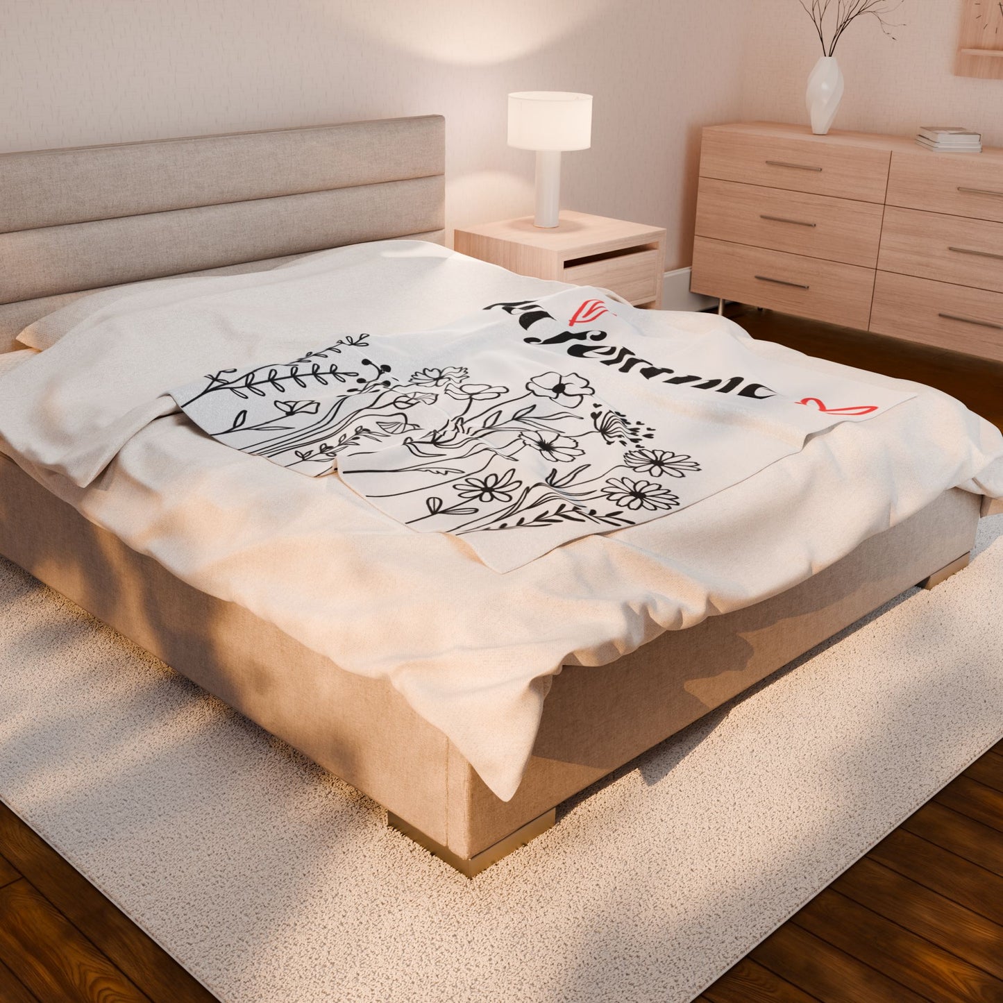 Floral La Femme Velveteen Plush Blanket - Cozy Home Decor
